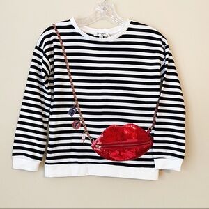 Jessica Simpson NWT Sequin Lips Purse Sweatshirt